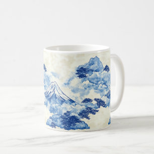 Kalmerende Blauwe Sneeuwpiek Wolkenlandschap Koffiemok