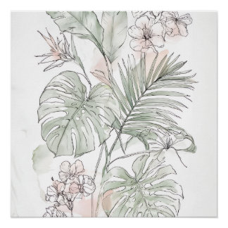 Kalmerende bloem- en bladmuurkunst – Cadeau voor n Perfect Poster