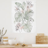 Kalmerende bloem- en bladmuurkunst – Cadeau voor n Poster (Keuken)