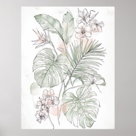 Kalmerende bloem- en bladmuurkunst – Cadeau voor n Poster