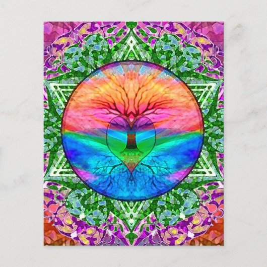 Kalmerende Boom des Levens in Regenboogkleuren Flyer (Voorkant)