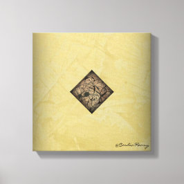 Kalmerende crème en zwarte pollock stijl moderne k canvas afdruk