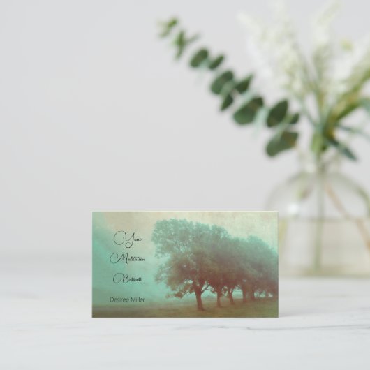  kalmerende groene bosbomen visitekaartje (Staand voorkant)