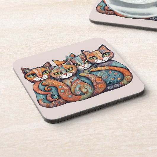 Kalmerende Katten 3 onderzetter Set (Linkerzijde)