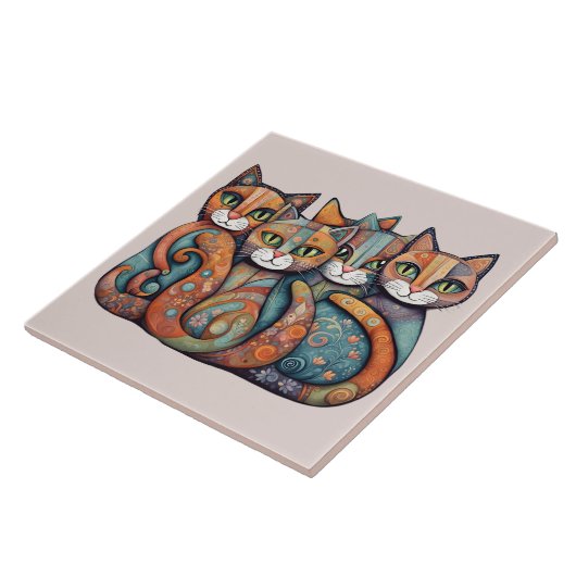 Kalmerende Katten 3 tegel Tegeltje (Zijkant)