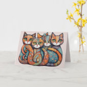 kalmerende katten 3 wenskaart kaart (Gele Bloem)