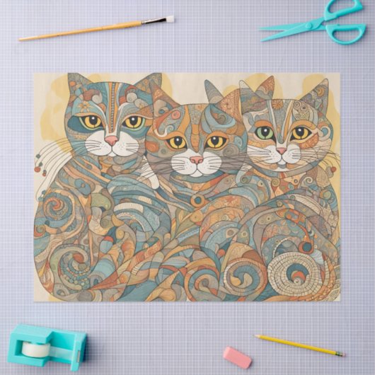 Kalmerende katten 4 tissue papier (Craft)