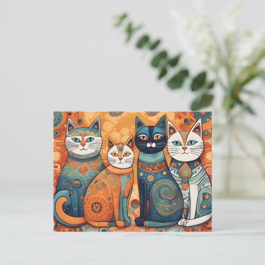 kalmerende katten briefkaart (Staand voorkant)