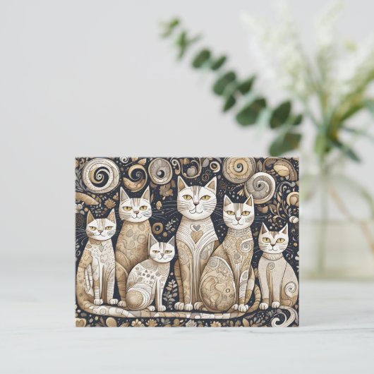 kalmerende katten briefkaart (Staand voorkant)