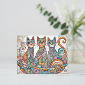kalmerende katten briefkaart (Staand voorkant)
