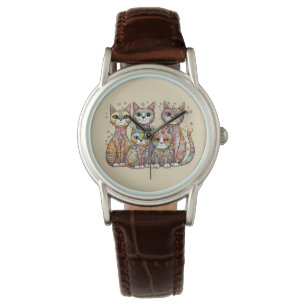 Kalmerende katten kijken horloge