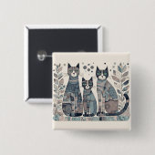 Kalmerende katten knop vierkante button 5,1 cm (Voorkant /achterkant)