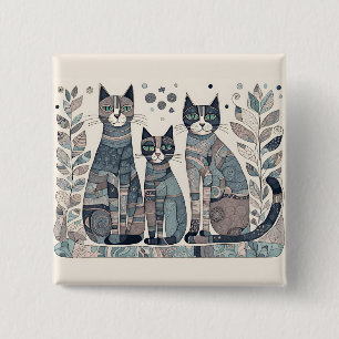 Kalmerende katten knop vierkante button 5,1 cm