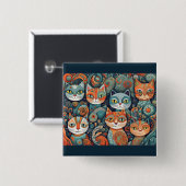 Kalmerende katten knop vierkante button 5,1 cm (Voorkant /achterkant)