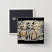 Kalmerende katten knop vierkante button 5,1 cm (Voorkant /achterkant)