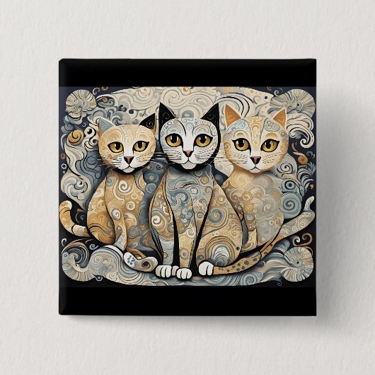 Kalmerende katten knop vierkante button 5,1 cm (Voorkant)