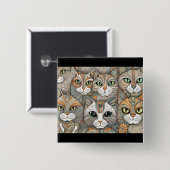 Kalmerende katten knop vierkante button 5,1 cm (Voorkant /achterkant)