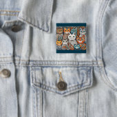 Kalmerende katten knop vierkante button 5,1 cm (In situ)