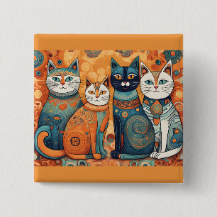 Kalmerende katten knop vierkante button 5,1 cm