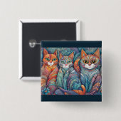 Kalmerende katten knop vierkante button 5,1 cm (Voorkant /achterkant)