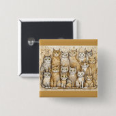 kalmerende katten knop vierkante button 5,1 cm (Voorkant /achterkant)