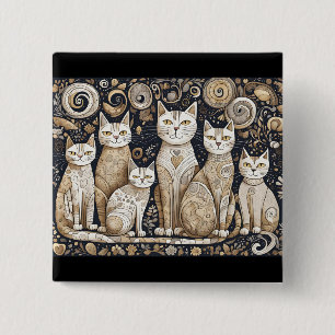 Kalmerende katten knop vierkante button 5,1 cm