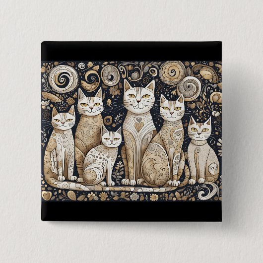 Kalmerende katten knop vierkante button 5,1 cm (Voorkant)