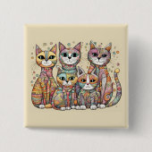 Kalmerende katten knop vierkante button 5,1 cm (Voorkant)