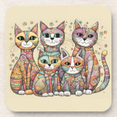 Kalmerende Katten onderzetter Set (Voorkant)