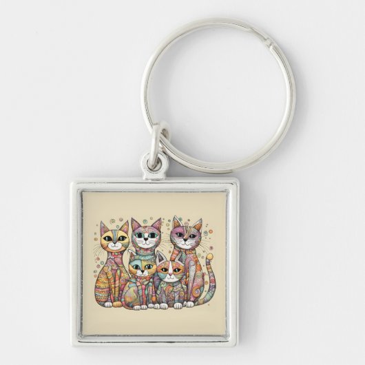 Kalmerende Katten sleutelhanger (Voorkant)