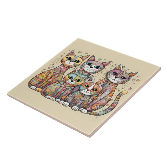Kalmerende Katten tegel Tegeltje (Zijkant)