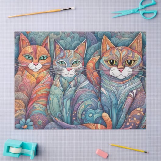 kalmerende katten tissue tissuepapier (Craft)