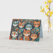 kalmerende katten wenskaart kaart (Gele Bloem)
