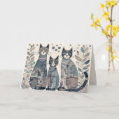 kalmerende katten wenskaart kaart (Gele Bloem)
