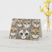 kalmerende katten wenskaart kaart (Gele Bloem)