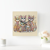 kalmerende kattenklok vierkante klok (Huis)