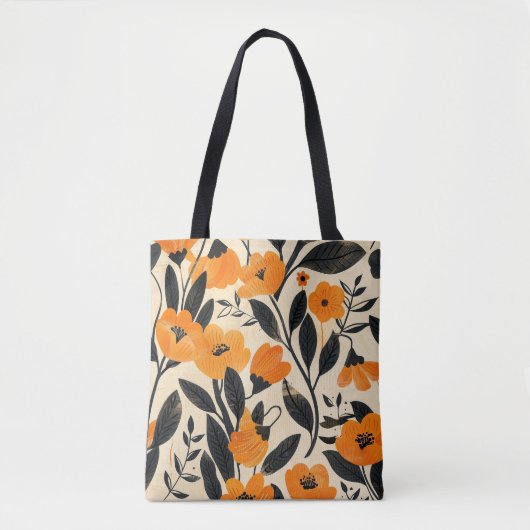 Kalmerende Klassieke Oranje Bloemen Op Perzik Herf Tote Bag (Voorkant)