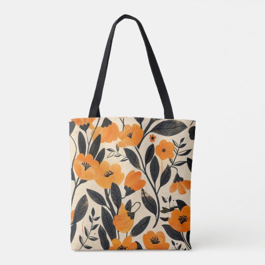 Kalmerende Klassieke Oranje Bloemen Op Perzik Herf Tote Bag (Achterkant)