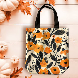 Kalmerende Klassieke Oranje Bloemen Op Perzik Herf Tote Bag