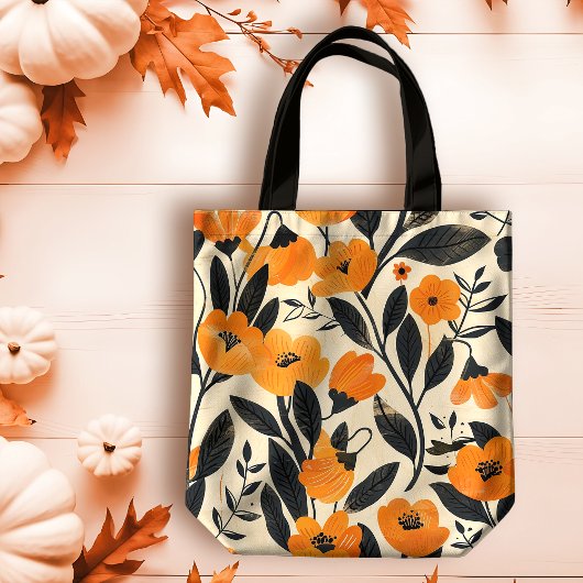 Kalmerende Klassieke Oranje Bloemen Op Perzik Herf Tote Bag
