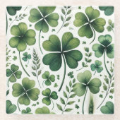 Kalmerende Klavers Glazen Onderzetter (Voorkant)