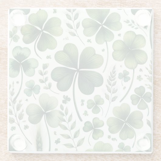 Kalmerende Klavers Glazen Onderzetter (Achterkant)