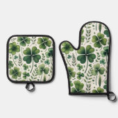 Kalmerende Klavers Ovenwant & Pannenlap Set (Voorkant)