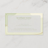 Kalmerende kleuren van beige en groen Beautician Visitekaartje (Achterkant)
