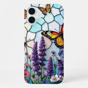 Kalmerende Lavander en Vlinders Glas in lood iPhone 16 Plus Hoesje