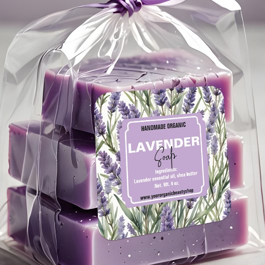 Kalmerende Lavendel Springs Handgemaakte Biologisc Vierkante Sticker