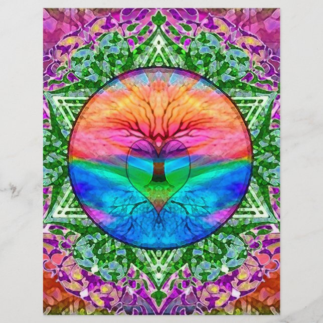Kalmerende levensboom in regenboogkleuren (Voorkant)