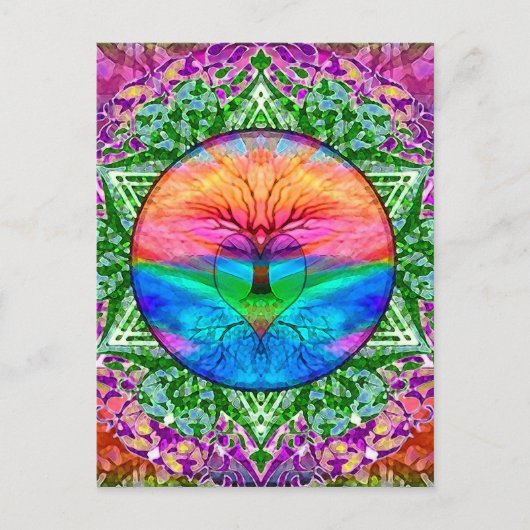 Kalmerende levensboom in regenboogkleuren briefkaart (Voorkant)