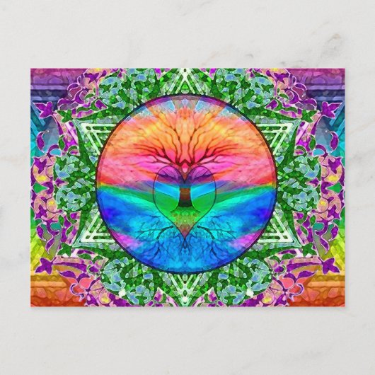 Kalmerende levensboom in regenboogkleuren briefkaart (Voorkant)