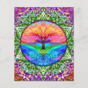 Kalmerende levensboom in regenboogkleuren flyer